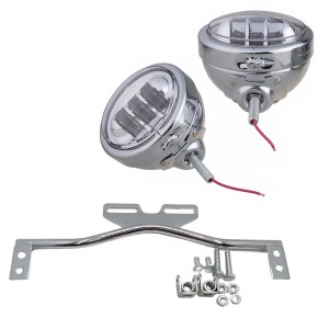 KIT PHARE AUXILIAIRE EU APPROUVEE LED 4.5" 120 MM CHROME POUR MOTO CUSTOM