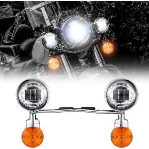 KIT PHARE AUXILIAIRE EU APPROUVEE LED 4.5" 120 MM CHROME POUR MOTO CUSTOM