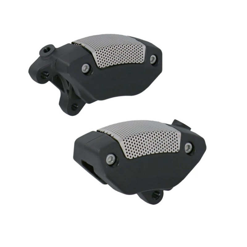 BLACK FRONT BRAKE CALIPER KIT HARLEY DAVIDSON FLH FLT TOURING 2008-2024