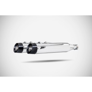POTS D'ÉCHAPPEMENTS SLIP-ON 4.33" ZARD SC CHROME APPROUVÉ EU HARLEY DAVIDSON FLH FLT TOURING 2006-2016