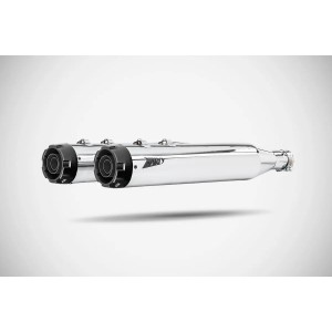 POTS D'ÉCHAPPEMENTS SLIP-ON 4.33" ZARD FLAT CHROME APPROUVÉ EU HARLEY DAVIDSON FLH FLT TOURING 2006-2016
