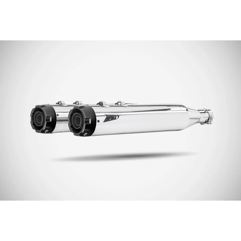 POTS D'ÉCHAPPEMENTS SLIP-ON 4.33" ZARD FLAT CHROME APPROUVÉ EU HARLEY DAVIDSON FLH FLT TOURING 2006-2016