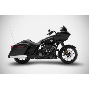 CHROME EXHAUSTS MUFFLERS SLIP-ON 4.33" ZARD FLAT EU APPROVED HARLEY DAVIDSON FLH FLT TOURING 2006-2016