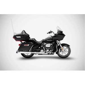 AUSPUFFANLAGEN SLIP-ON 4.33" ZARD FLAT CHROM EU ZUGELASSEN HARLEY DAVIDSON FLH FLT TOURING 2006-2016