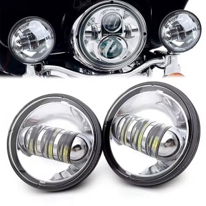 COPPIA DI PARABOLE CROMATE LED PER FARI AUSILIARI DA 4 1/2" 110 MM MOTO E HARLEY DAVIDSON