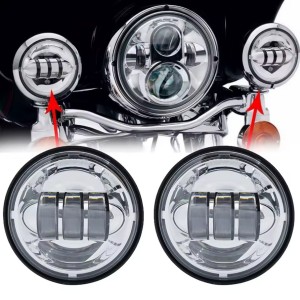 RÉFLECTEURS LED CHROME POUR PHARES AUXILIAIRES 4 1/2" 110 MM POUR MOTOS ET HARLEY DAVIDSON