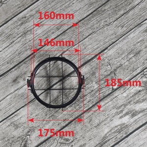 PROTEZIONE GRIGLIA NERA PER FARO ANTERIORE 170 MM MOTO CAFE RACER