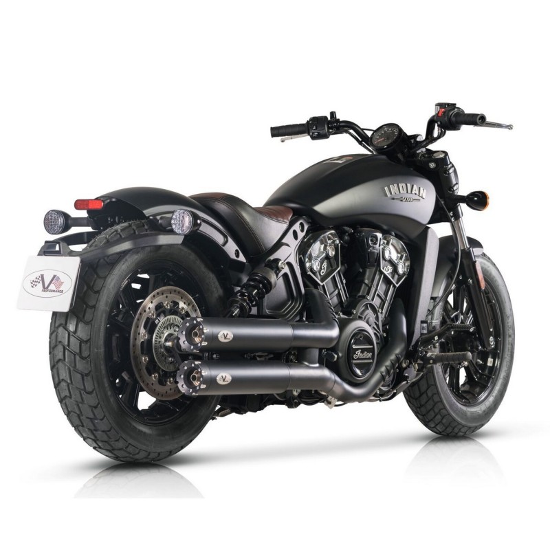 BLACK EXHAUSTS MUFFLERS SLIP-ON REVOLVER 90 MM EU APPROVED INDIAN SCOUT 2021-2024