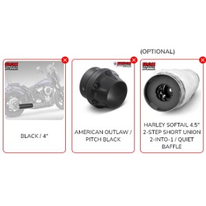 EXHAUST MUFFLER SLIP-ON 4"OUTLAW PITCH BLACK HARLEY DAVIDSON SOFTAIL 2025-2026