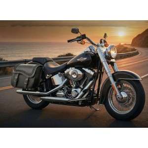 SACOCHES CUIR CRUISER CLASSIC LARGE CUSTOM MOTO ET HARLEY DAVIDSON