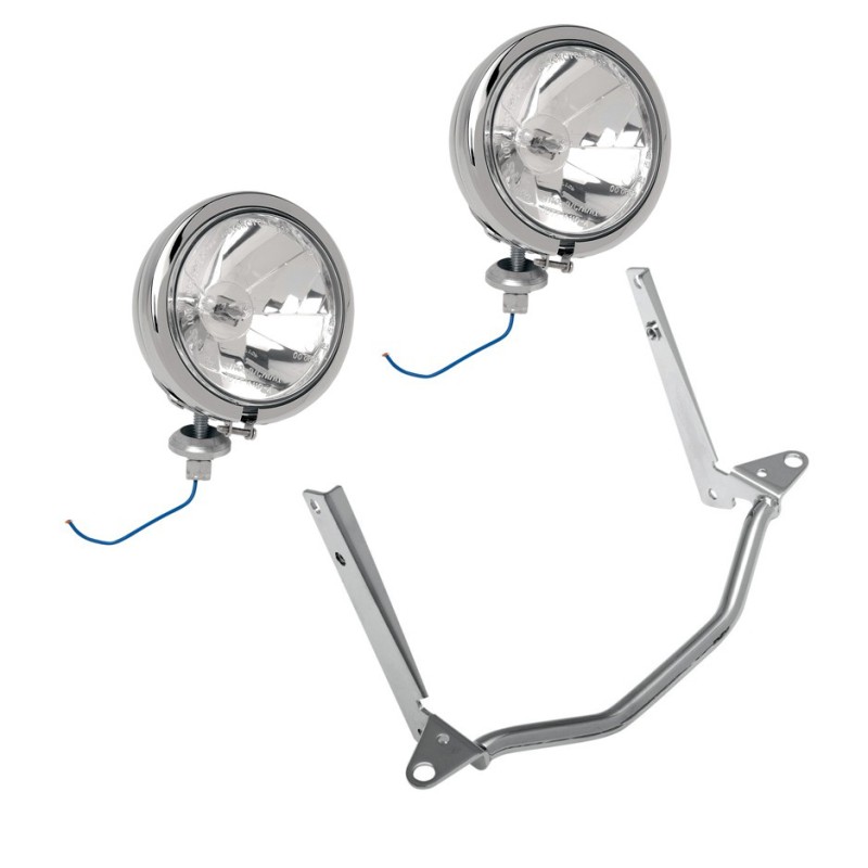 KIT ZUSATZSCHEINWERFER CHROM H3 EU ZULASSUNG HARLEY DAVIDSON FLS SOFTAIL 00-17