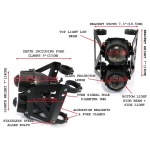 DOPPEL SCHEINWERFER STREETFIGHTER EU ZULASSUNG SCHWARZ FÜR MOTORRÄDER