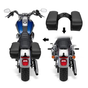 BORSE LATERALI IN PELLE VINTAGE CUSTOM LARGE MOTO CUSTOM E HARLEY DAVIDSON