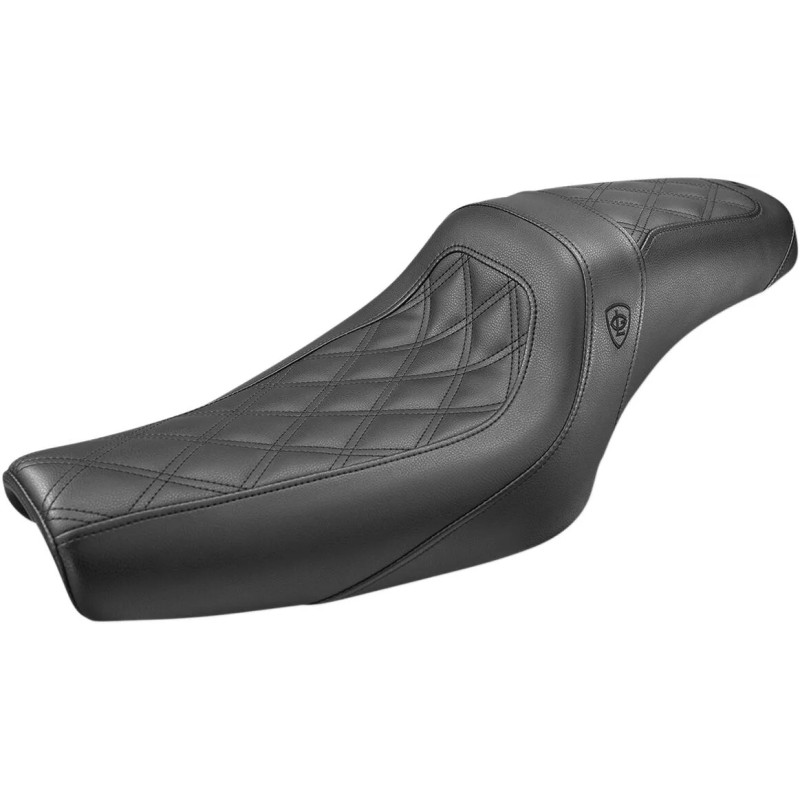 BLACK LEATHER SEAT 2-UP GEL LUTZKA SLIM HARLEY DAVIDSON XL SPORTSTER 2004-2022