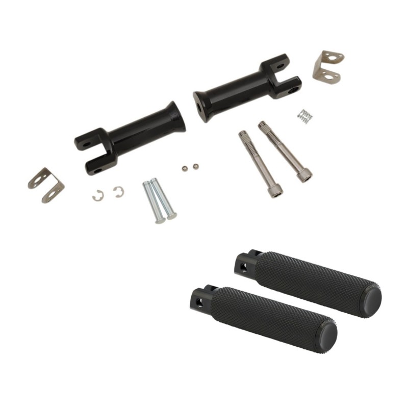 PASSENGER FOOTREST KIT FUSION KNURLED STYLE 2 BLACK HARLEY DAVIDSON SOFTAIL 2018-2024