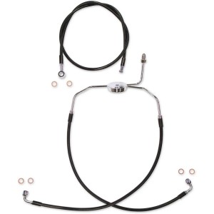 CABLE EXTENDED +8" LINE KITS FRONT BRAKE DUAL DISC HARLEY DAVIDSON FLHR ROAD KING 1998-2007