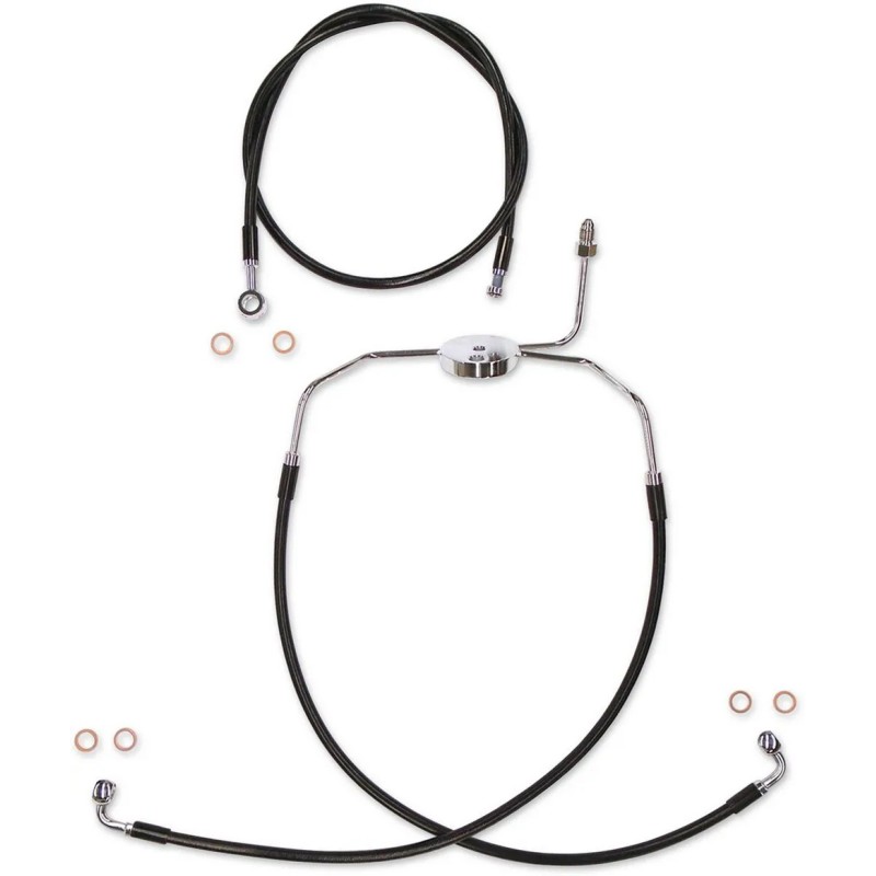 CABLE EXTENDED +8" LINE KITS FRONT BRAKE DUAL DISC HARLEY DAVIDSON FLHR ROAD KING 1998-2007
