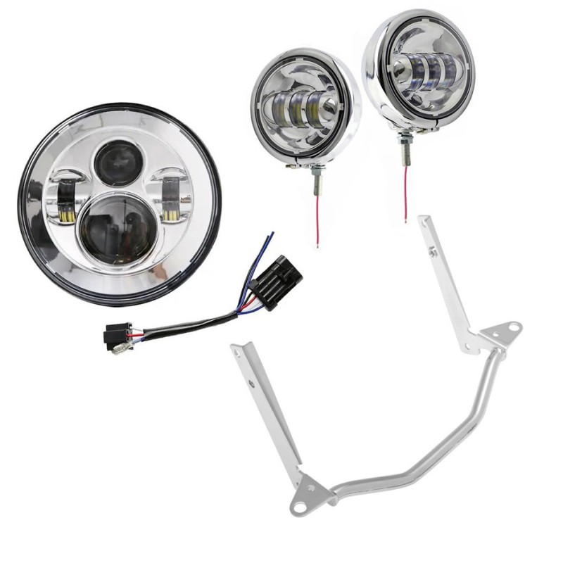 SCHEINWERFER LED KONVERTIERUNG KIT EU ZUGELASSEN CHROM HARLEY DAVIDSON FLS SOFTAIL 00-17