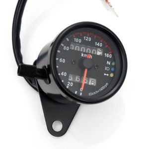 COMPTEUR DE VITESSE 60 MM 160 KM/H NOIR AVEC 3 FONCTION LUMINEUSE POUR MOTO