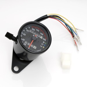 SPEEDOMETER 60 MM 160 KM/H BLACK WITH 3 FUNCTION LIGHT FOR MOTORCYCLE