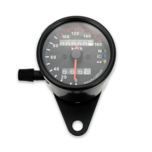 SPEEDOMETER 60 MM 160 KM/H BLACK WITH 3 FUNCTION LIGHT FOR MOTORCYCLE