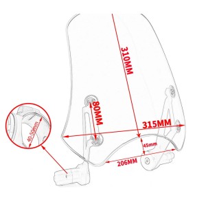SPORT WINDSHIELD 12" FOR 40-50 MM FORKS MOTORCYCLES AND HARLEY DAVIDSON