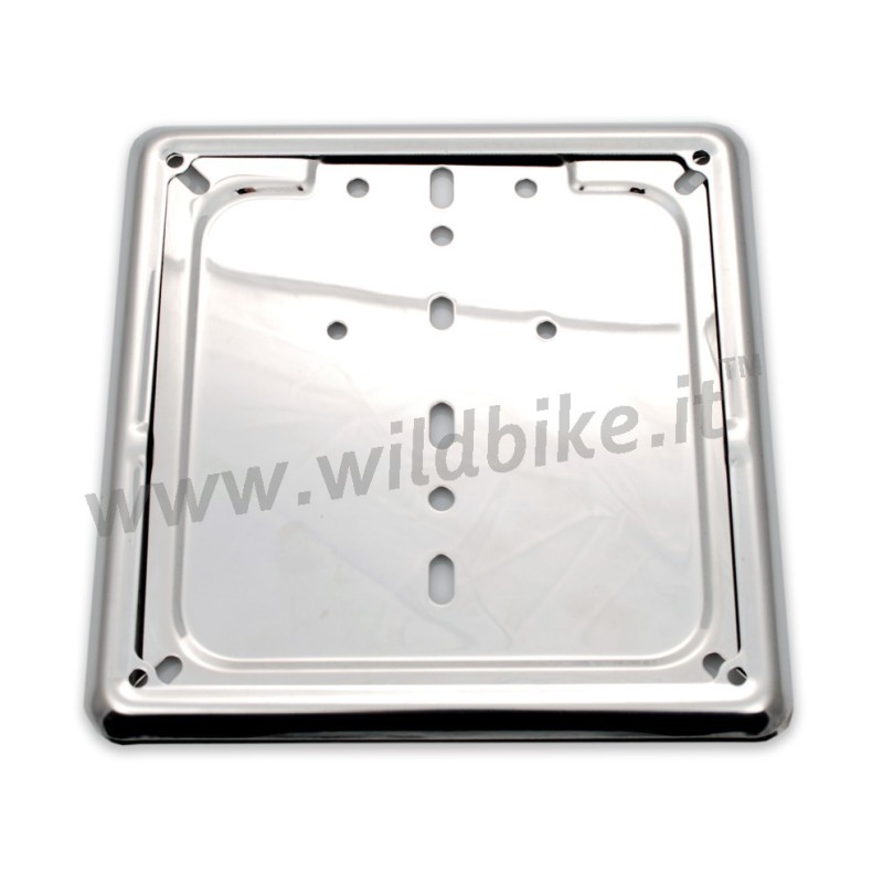 BASE LICENSE PLATE WITH FRAME CHROME STAINLESS STEEL HOLDER FOR MOTORCYCLE