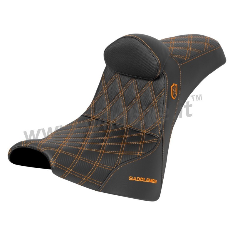 SELLE COMFORT PRO SERIES SDC™ PERFORMANCE ORANGE AVEC GEL HARLEY DAVIDSON FXST SOFTAIL STANDARD 2020-2024