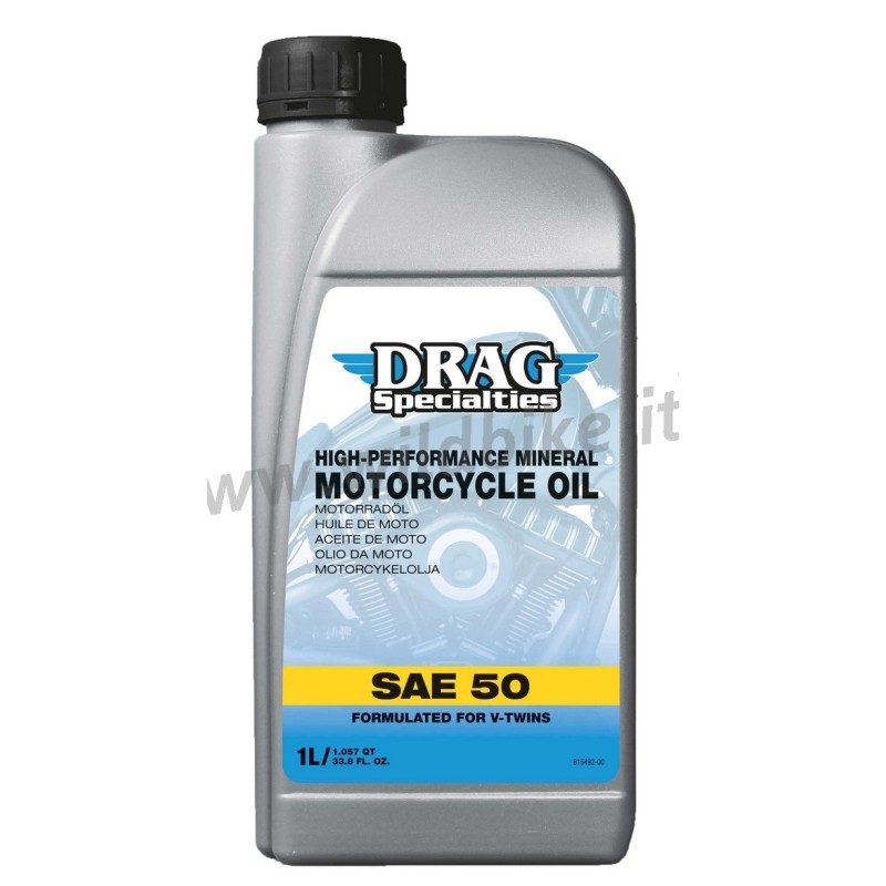 HUILE MOTEUR DRAG SP V-TWIN MINERAL HIGH PERFORMANCE SAE 50 1 LT. POUR HARLEY DAVIDSON