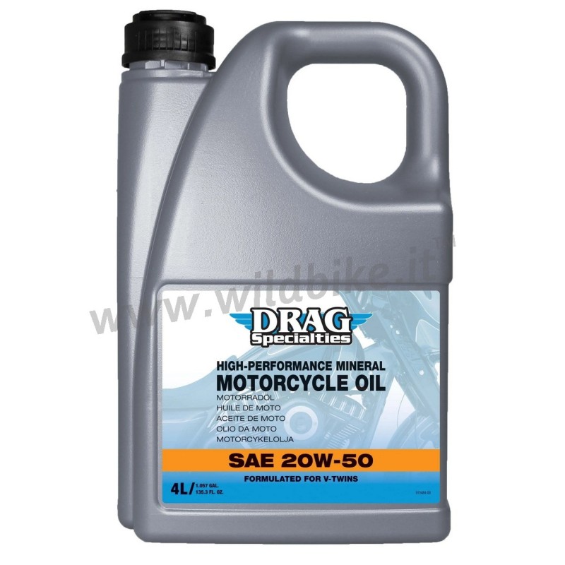 OLIO MOTORE DRAG SP V-TWIN MINERALE HIGH PERFORMANCE 20W50 4 LT. PER HARLEY DAVIDSON