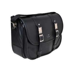 MCJ CLASSIC BLACK LEATHER SIDE BAG STYLE 1 FOR HARLEY DAVIDSON SOFTAIL 2018-2026