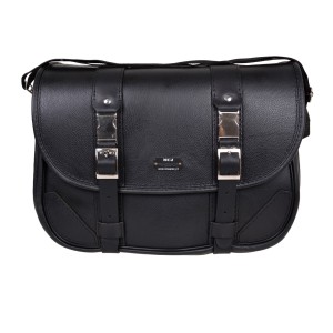 MCJ CLASSIC BLACK LEATHER SIDE BAG STYLE 1 FOR HARLEY DAVIDSON SOFTAIL 2018-2026