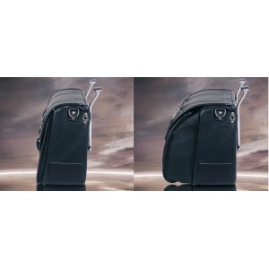 MCJ CLASSIC BLACK LEATHER SIDE BAG STYLE 1 FOR HARLEY DAVIDSON SOFTAIL 2018-2026