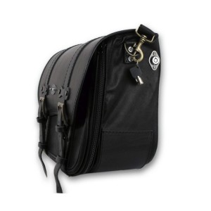 LEATHER SIDE BAG MCJ VINTAGE BLACK HARLEY DAVIDSON SOFTAIL 2018-2026