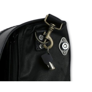 SACOCHE LATÉRAL MCJ EN CUIR VINTAGE NOIR HARLEY DAVIDSON SOFTAIL 2018-2026