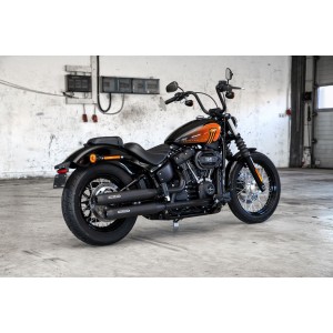 BLACK EXHAUST MUFFLERS SLIP-ON MILLER DESTINY 4" UE APPROVED HARLEY DAVIDSON FXBBS STREET BOB 2021-2024