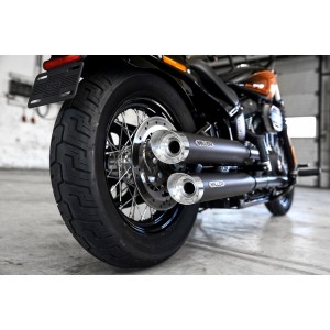 AUSPUFFANLAGEN SLIP-ON MILLER DESTINY 4" EU ZULASSUNG SCHWARZ HARLEY DAVIDSON FXBBS STREET BOB 2021-2024