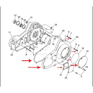 KIT COPERCHIO PRIMARIA ESTERNO CROMATO HARLEY DAVIDSON FXR 1340 1994