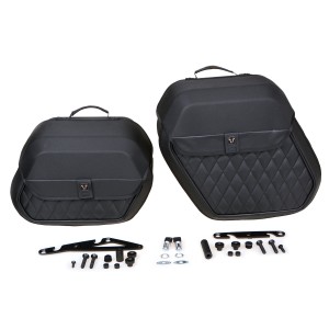 BLACK SADDLEBAGS LEGEND GEAR SET HARLEY DAVIDSON FXLR SOFTAIL LOW RIDER 2018-2024