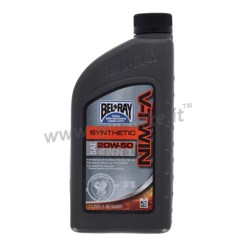 OLIO MOTORE BEL RAY 4 TEMPI V-TWIN SINTETICO 20W50 1 LT. PER HARLEY DAVIDSON