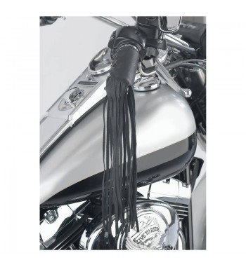 COUVERTURE POIGNÉES EN CUIR NOIR AVEC FRANGES HARLEY DAVIDSON ET CUSTOM MOTO