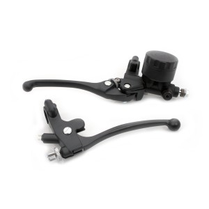 RETRO BLACK ALUMINUM BRAKE AND CLUTCH LEVER SET FOR 22MM MOTORCYCLE HANDLEBARS