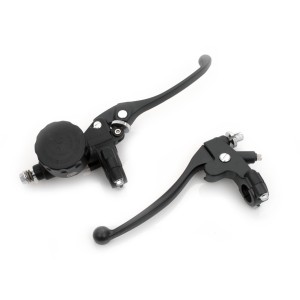 RETRO BLACK ALUMINUM BRAKE AND CLUTCH LEVER SET FOR 22MM MOTORCYCLE HANDLEBARS
