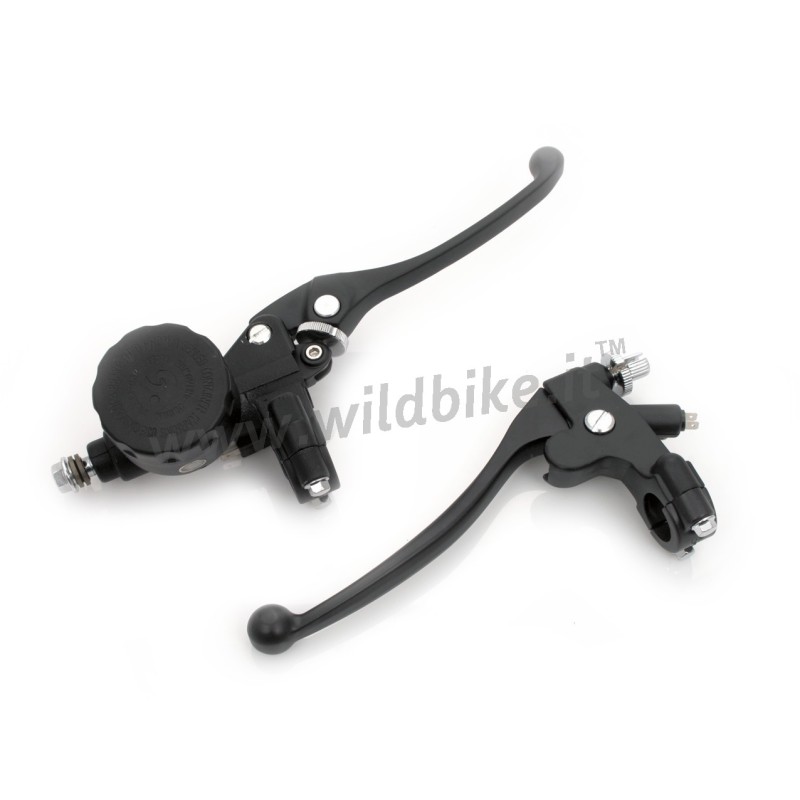 RETRO BLACK ALUMINUM BRAKE AND CLUTCH LEVER SET FOR 22MM MOTORCYCLE HANDLEBARS