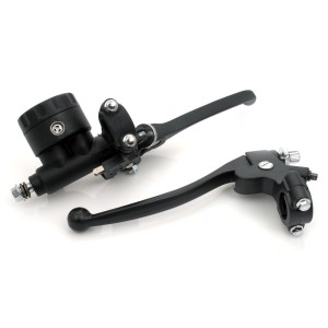 RETRO BLACK ALUMINUM BRAKE AND CLUTCH LEVER SET FOR 22MM MOTORCYCLE HANDLEBARS
