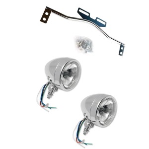 KIT DE FEUX AUXILIAIRES À 3 LAMPES CHROMÉS YAMAHA XVS 1100 DRAGSTAR CLASSIC 1998-2008