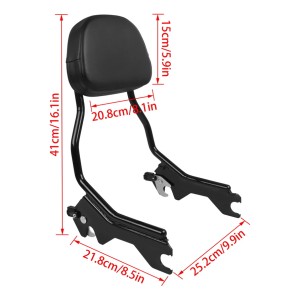 QUICK RELEASE SISSYBAR BACKREST 41 CM GLOSS BLACK HARLEY DAVIDSON SOFTAIL 2018-2026