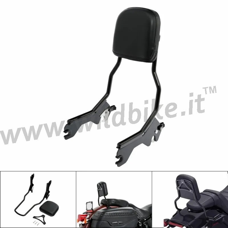 QUICK RELEASE SISSYBAR BACKREST 40 CM GLOSS BLACK HARLEY DAVIDSON SOFTAIL 2018-2026