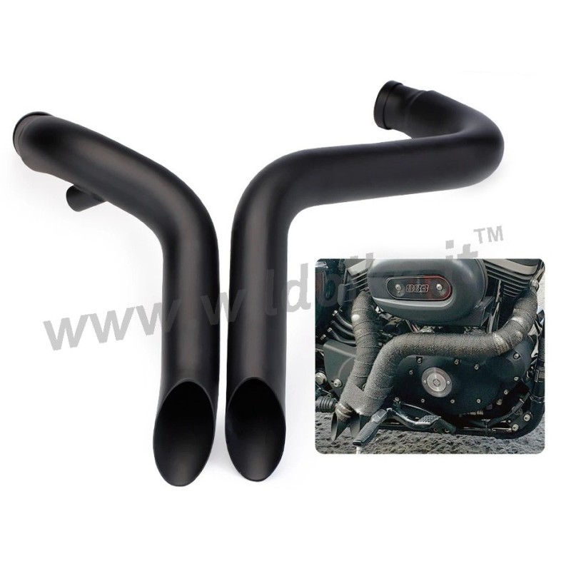 EXHAUSTS SYSTEM DRAG PIPES SHORT CURVED 1-3/4" HARLEY DAVIDSON XL SPORTSTER 1986-2021