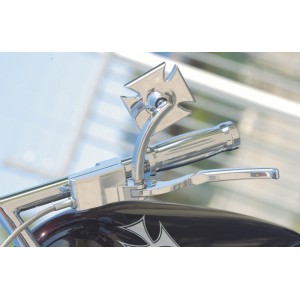 SPECCHIETTI BILLET CNC CROMATI A CROCE MALTESE STYLE 1 PER HARLEY DAVIDSON